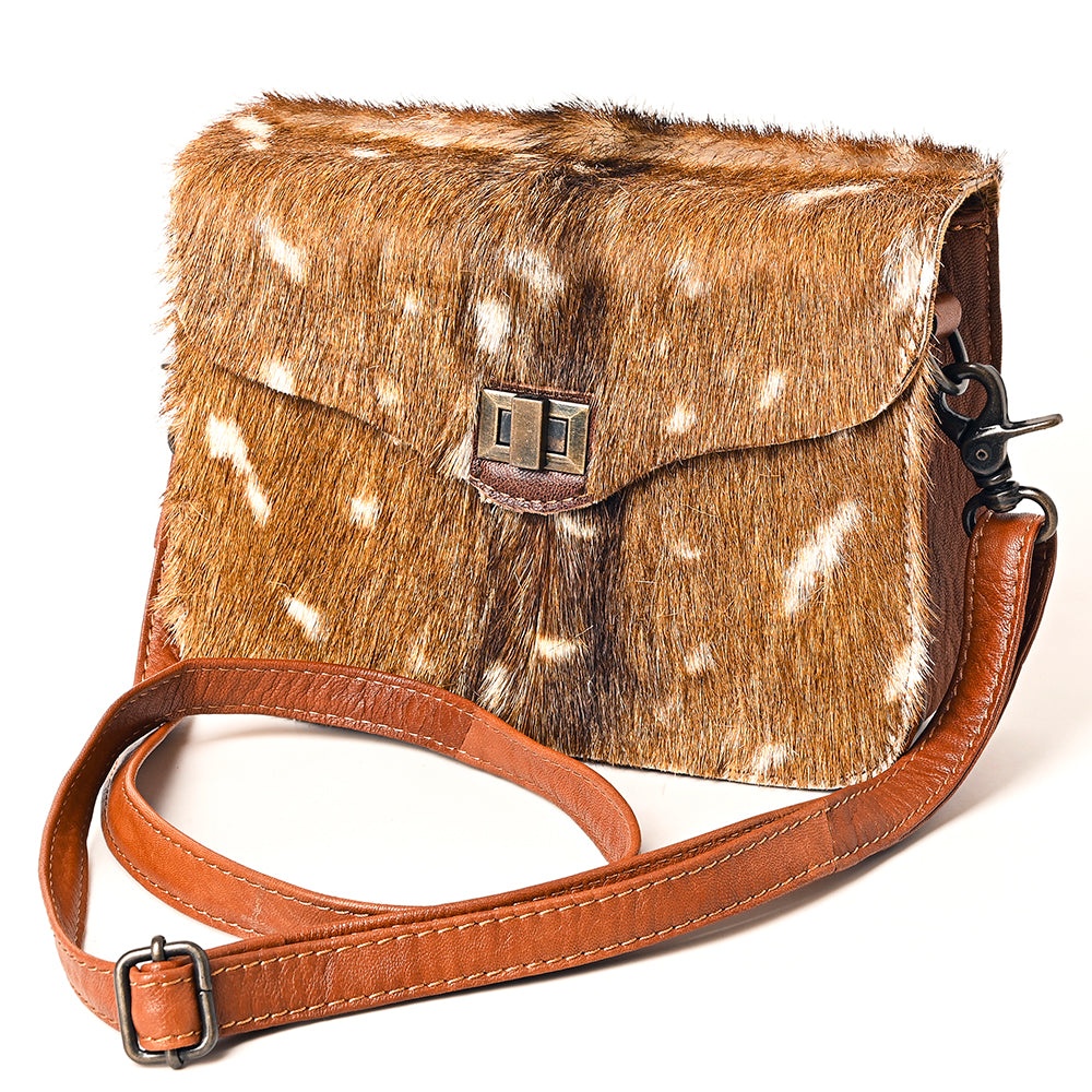 ADBG1225 American Darling Golden Spotted Hair-On Cowhide Genuine Leather Western Crossbody Bag