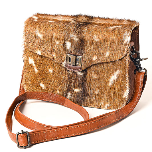 ADBG1225 American Darling Golden Spotted Hair-On Cowhide Genuine Leather Western Crossbody Bag
