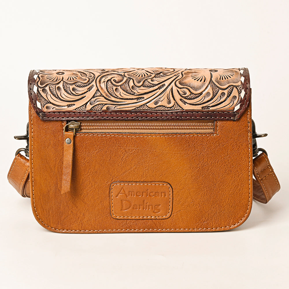 ADBG1225 American Darling Hand-Tooled Hair-On Cowhide Genuine Leather Western Crossbody Bag