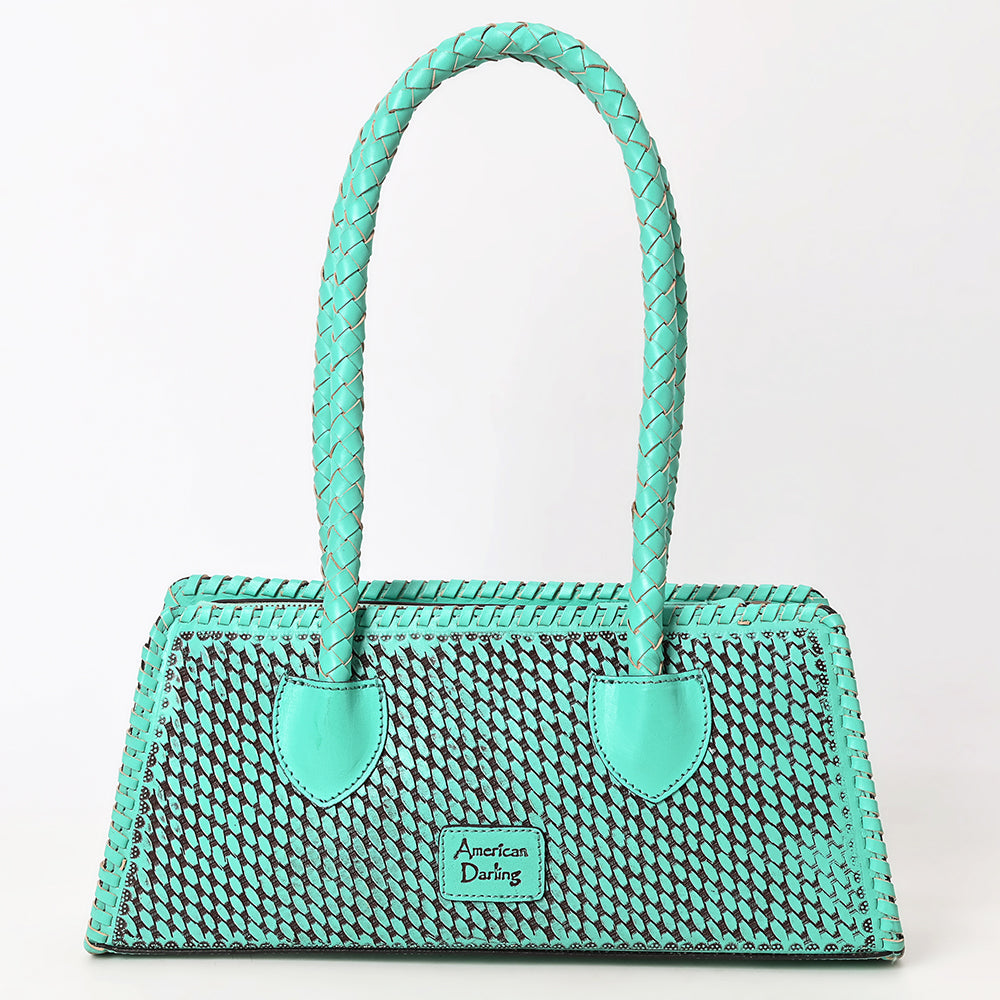 ADBGZ764 Trapezoid Western Satchel - Hand Tooled Leather Clutch Bag