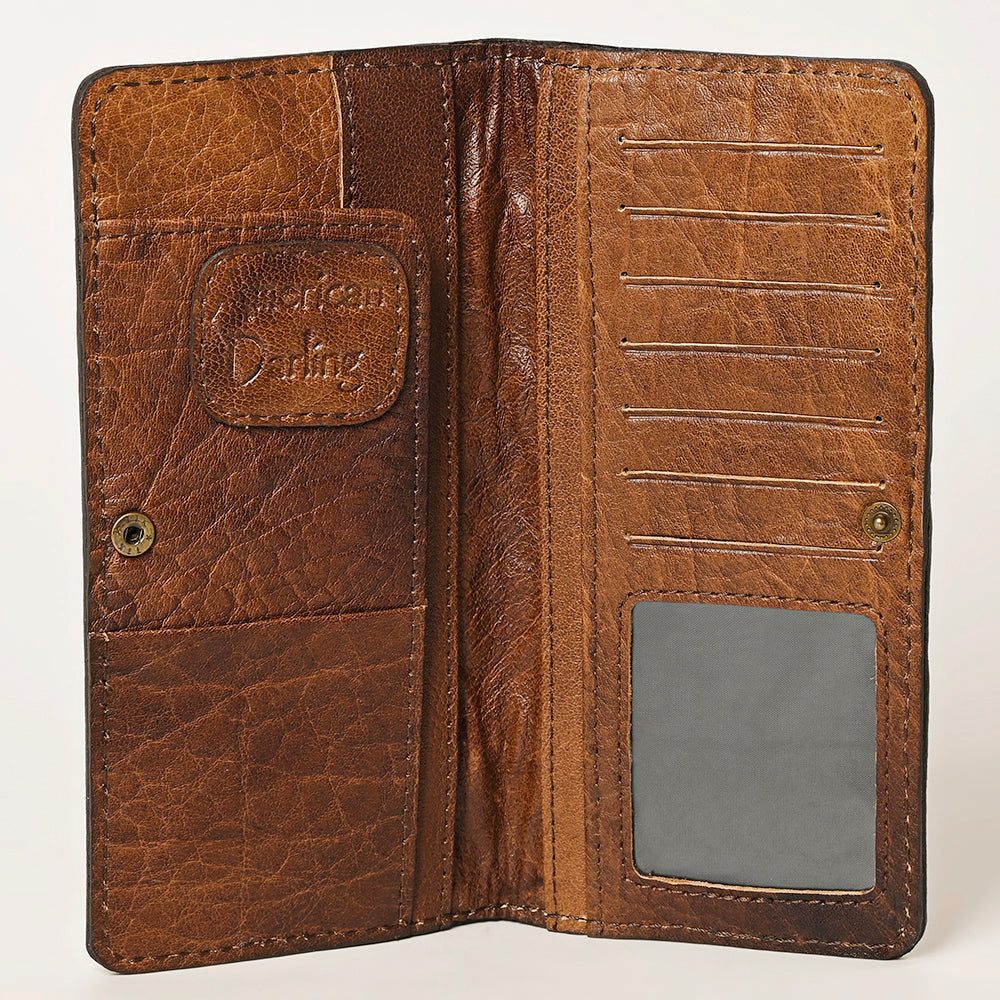 ADBG1226 American Darling Hand-Tooled Leather Western Wallet Bag with Woven Saddle Blanket