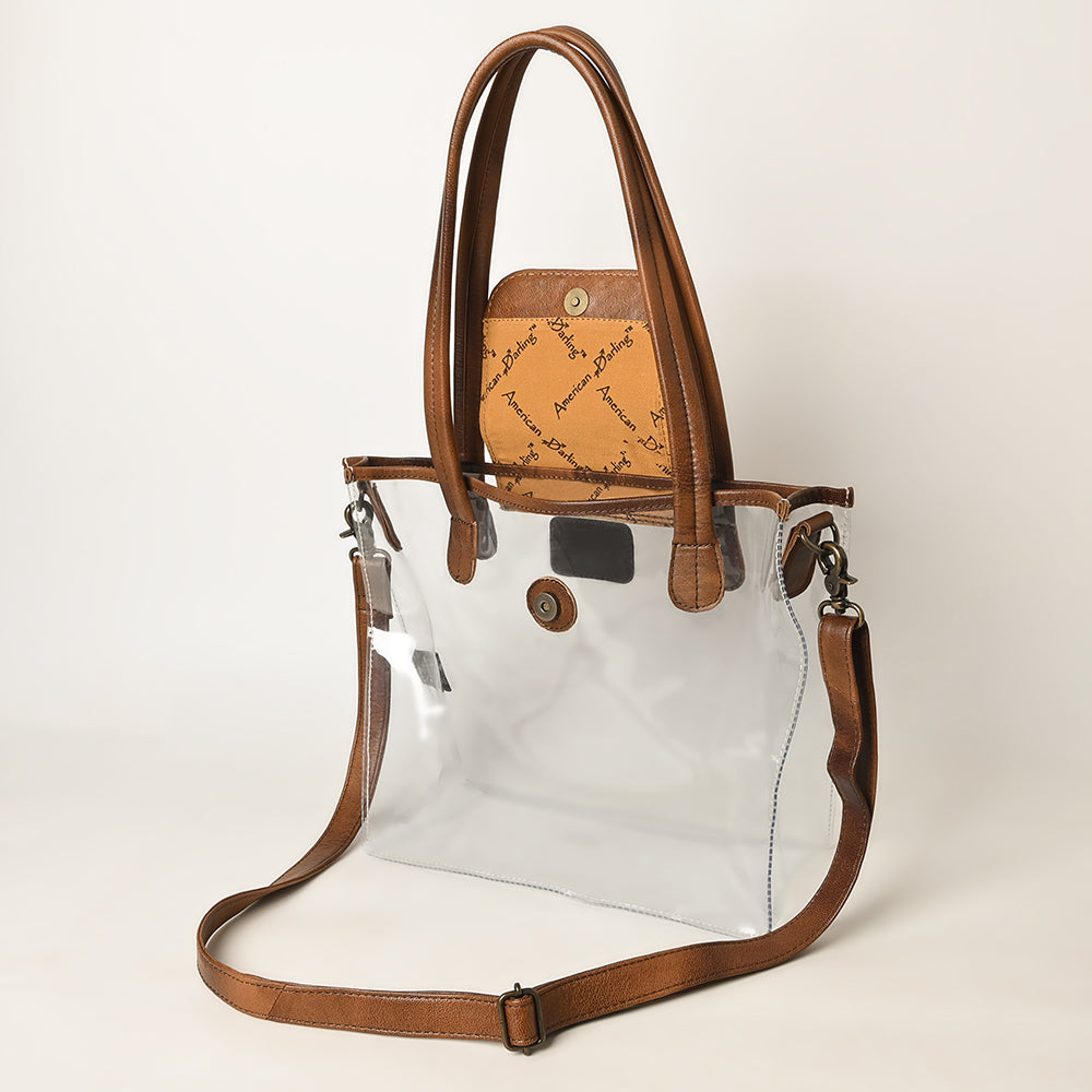 ADBG1186 American Darling Floral Tooled Leather Clear Bag | Western Stadium Tote