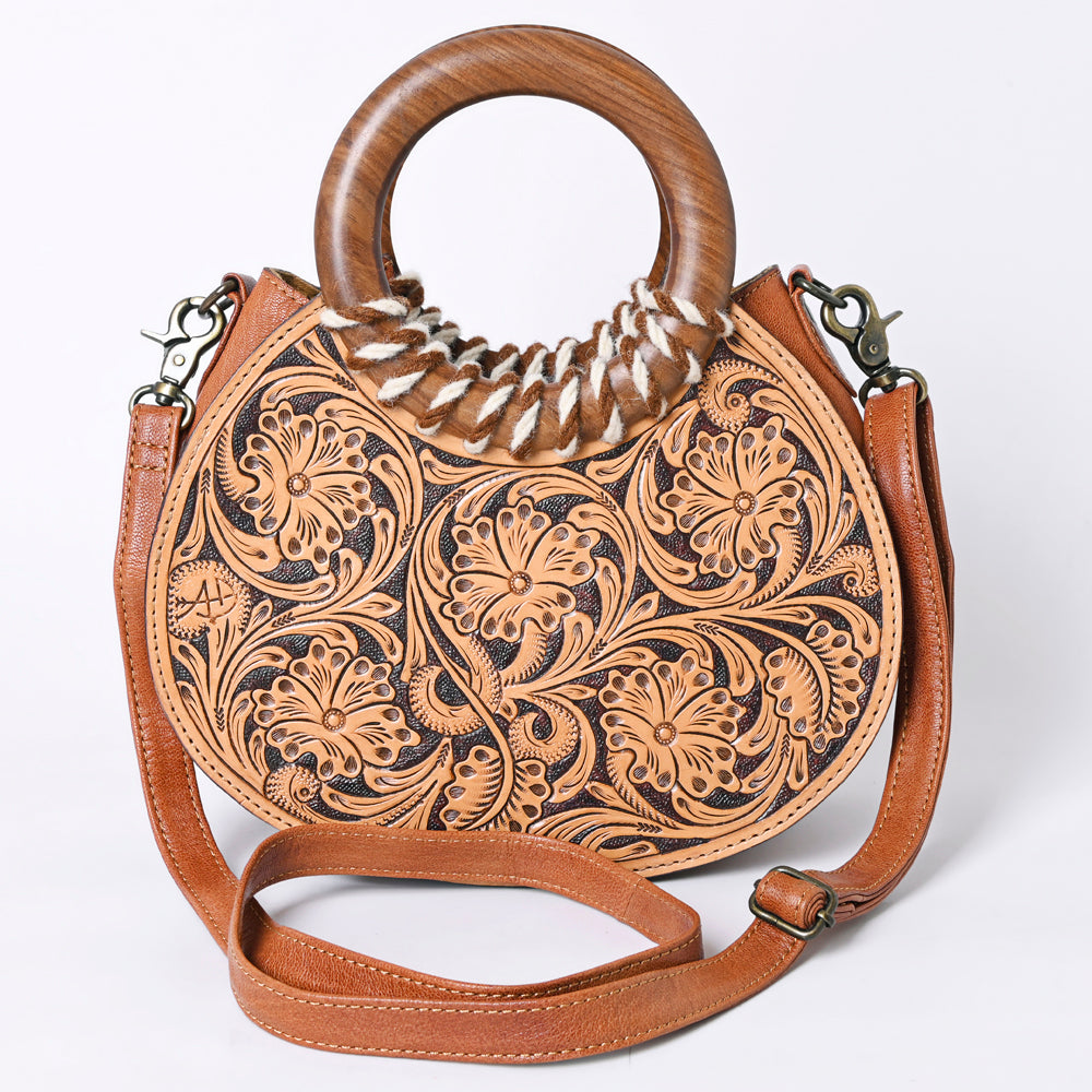 ADBG1227 American Darling Western Hand-Tooled Leather Clutch Bag | Floral Carved Genuine Leather Purse