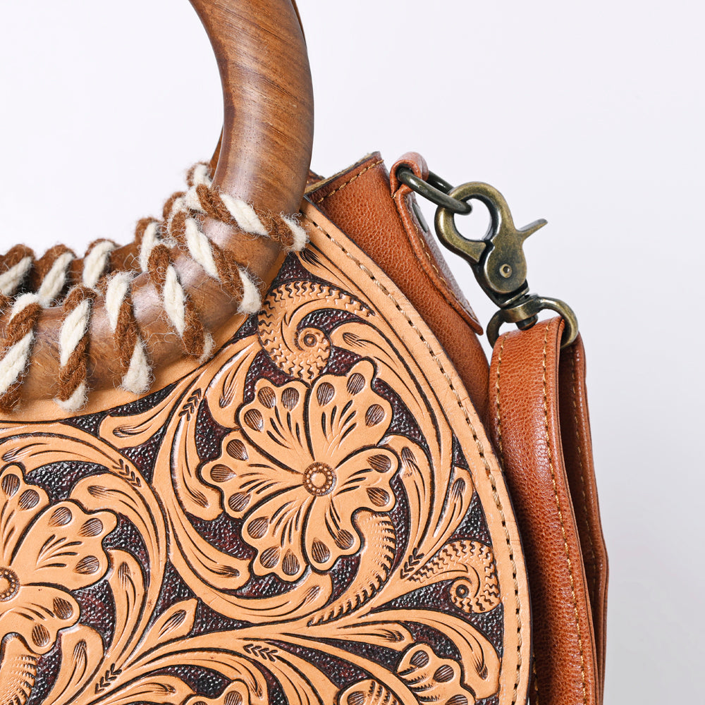 ADBG1227 American Darling Western Hand-Tooled Leather Clutch Bag | Floral Carved Genuine Leather Purse