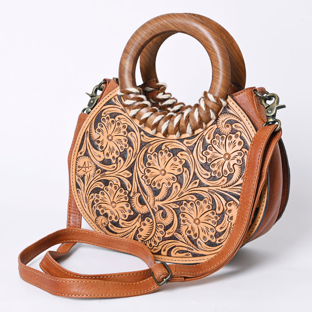 ADBG1227 American Darling Western Hand-Tooled Leather Clutch Bag | Floral Carved Genuine Leather Purse