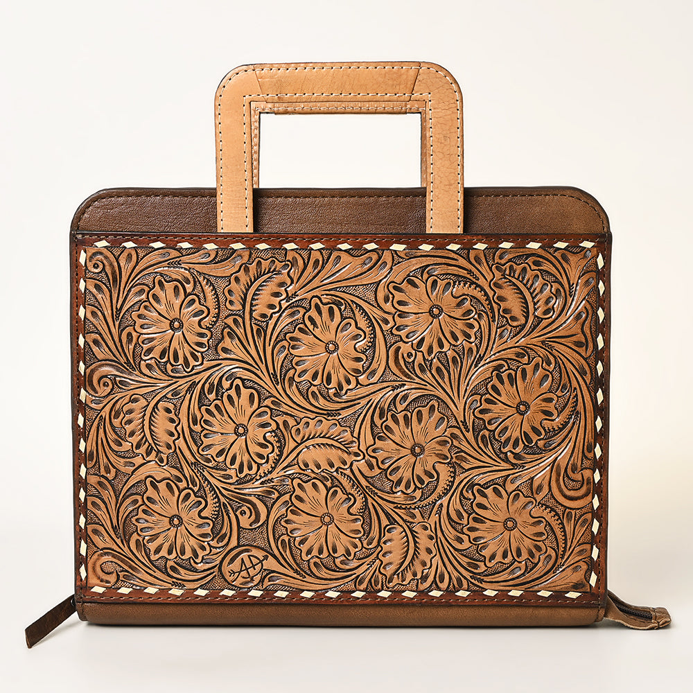 ADBG1194 American Darling Western Hand Tooled Leather Briefcase Bag Genuine Leather