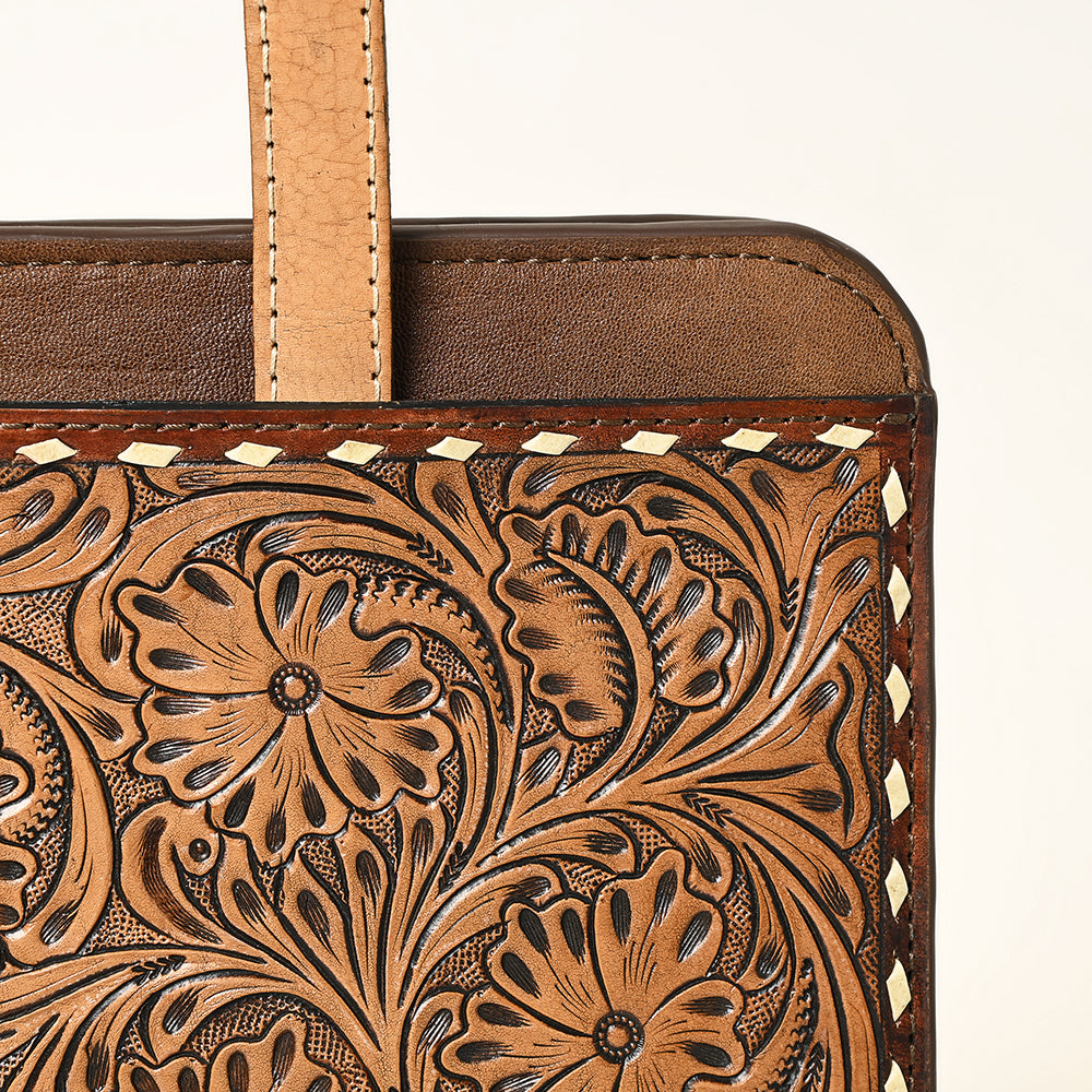ADBG1194 American Darling Western Hand Tooled Leather Briefcase Bag Genuine Leather