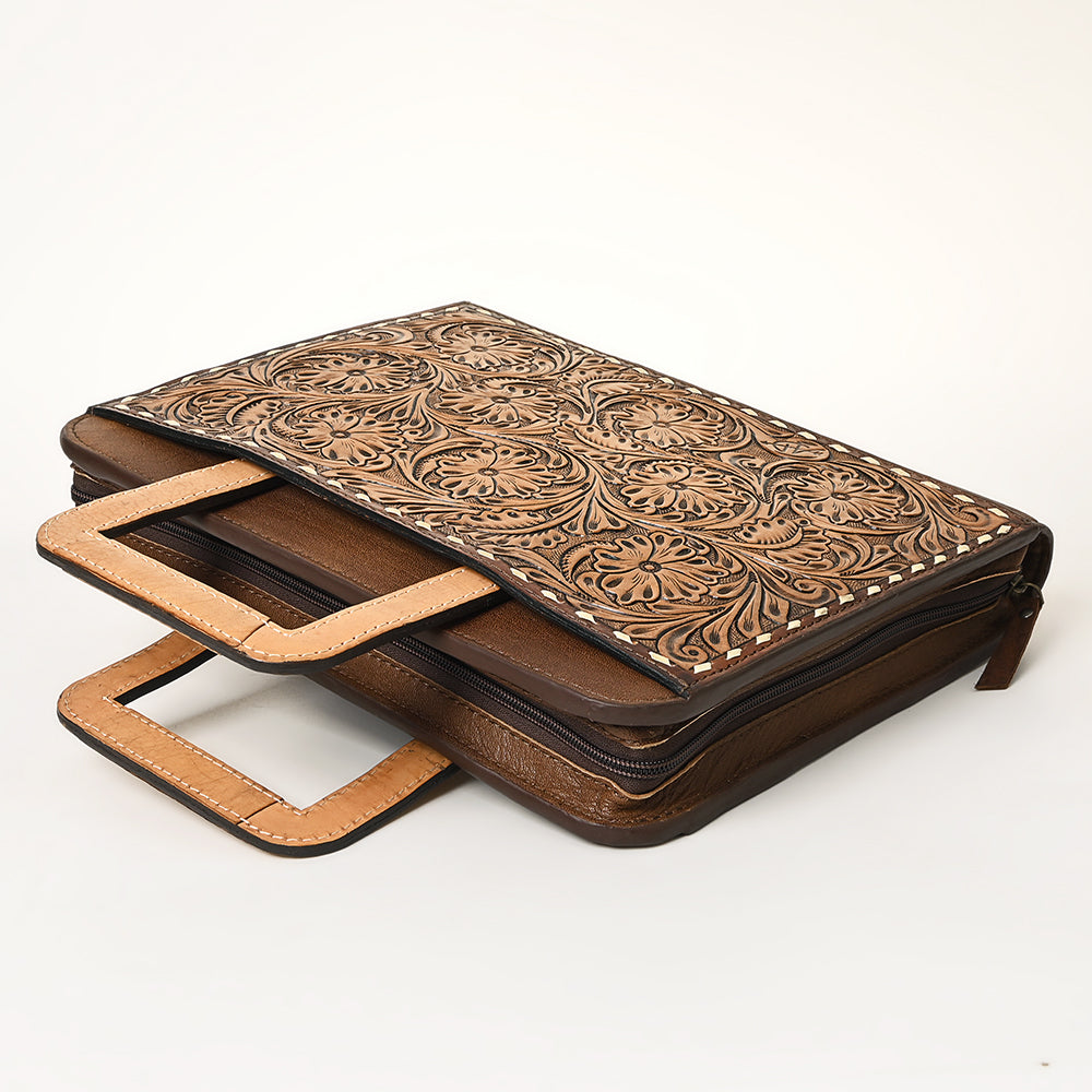 ADBG1194 American Darling Western Hand Tooled Leather Briefcase Bag Genuine Leather