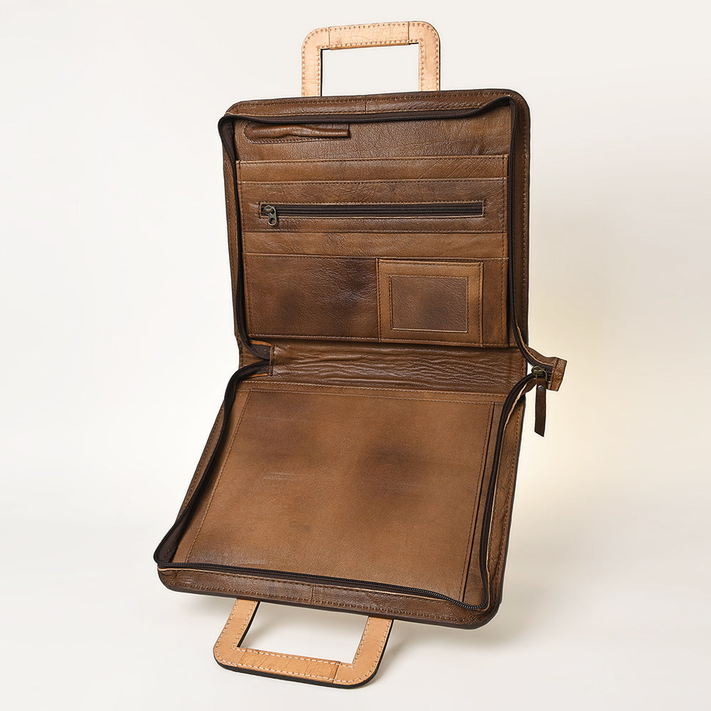 ADBG1194 American Darling Western Hand Tooled Leather Briefcase Bag Genuine Leather