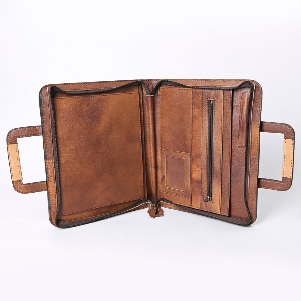 ADBG1194 American Darling Western Hand Tooled Leather Briefcase Bag Genuine Leather