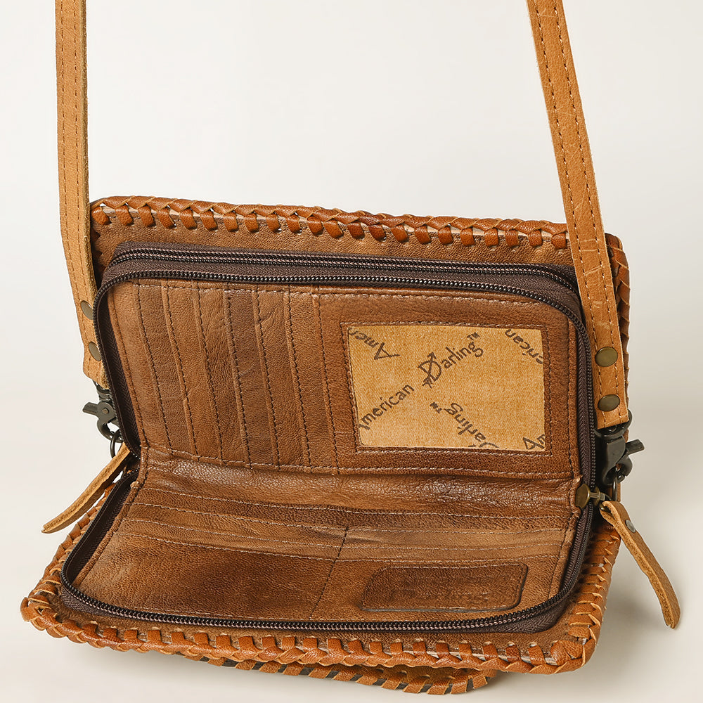 ADBG1228 American Darling Western Hand-Tooled Leather Clutch Bag with Floral Carving