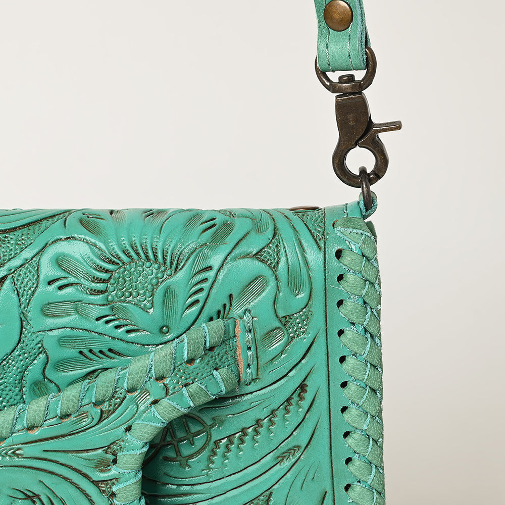 ADBG1228 American Darling Western Hand-Tooled Leather Clutch Bag with Floral Carving