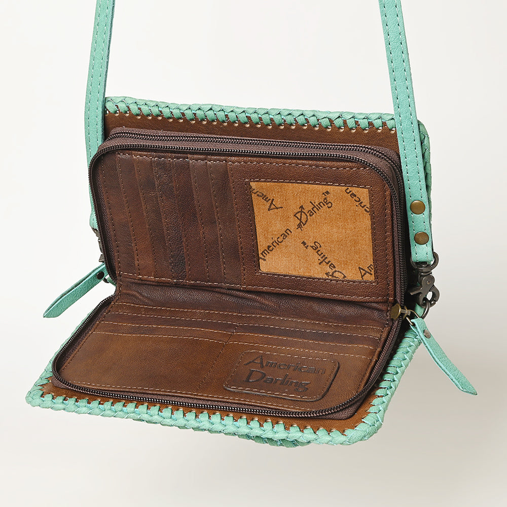 ADBG1228 American Darling Western Hand-Tooled Leather Clutch Bag with Floral Carving