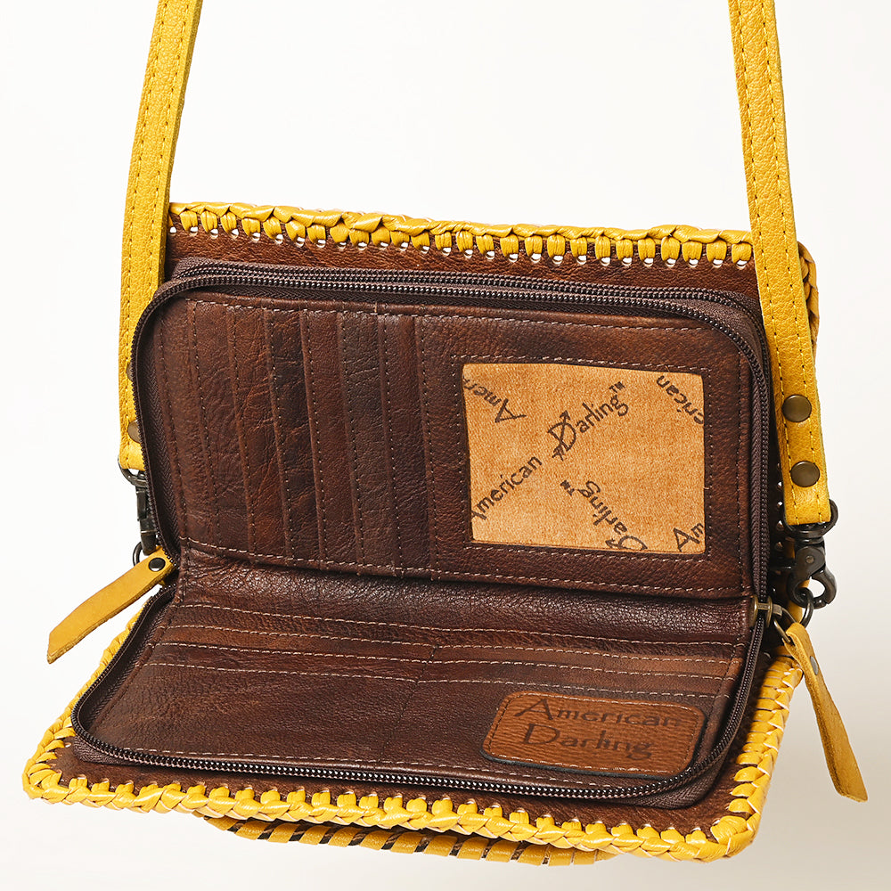 ADBG1228 American Darling Western Hand-Tooled Leather Clutch Bag with Floral Carving