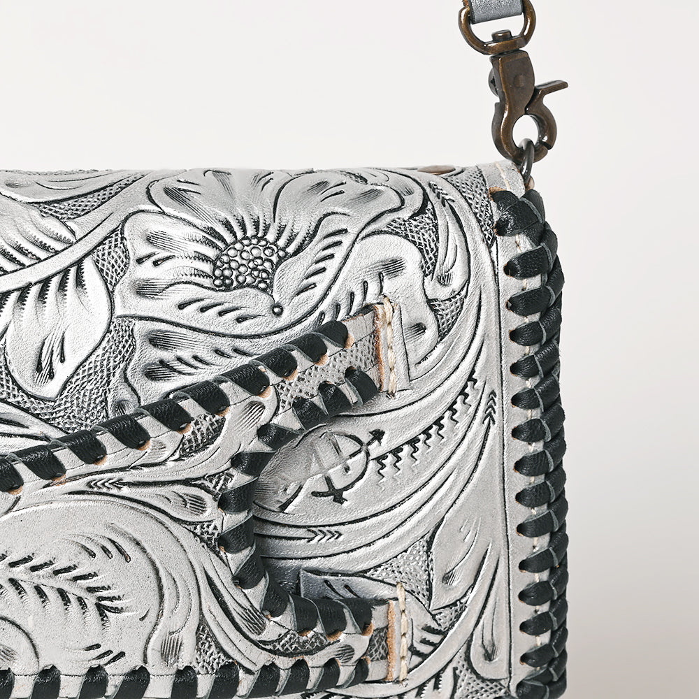 ADBG1228 American Darling Western Hand-Tooled Leather Clutch Bag with Floral Carving