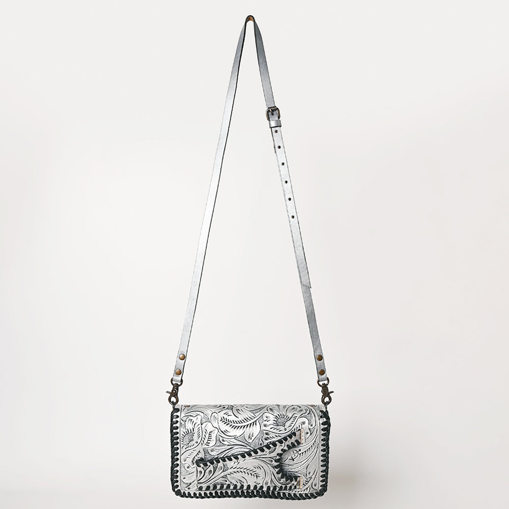 ADBG1228 American Darling Western Hand-Tooled Leather Clutch Bag with Floral Carving