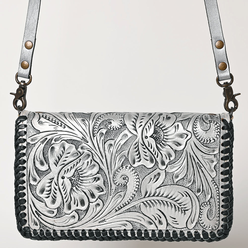 ADBG1228 American Darling Western Hand-Tooled Leather Clutch Bag with Floral Carving