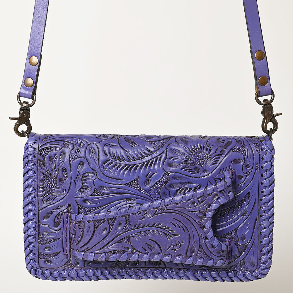 ADBG1228 American Darling Western Hand-Tooled Leather Clutch Bag with Floral Carving