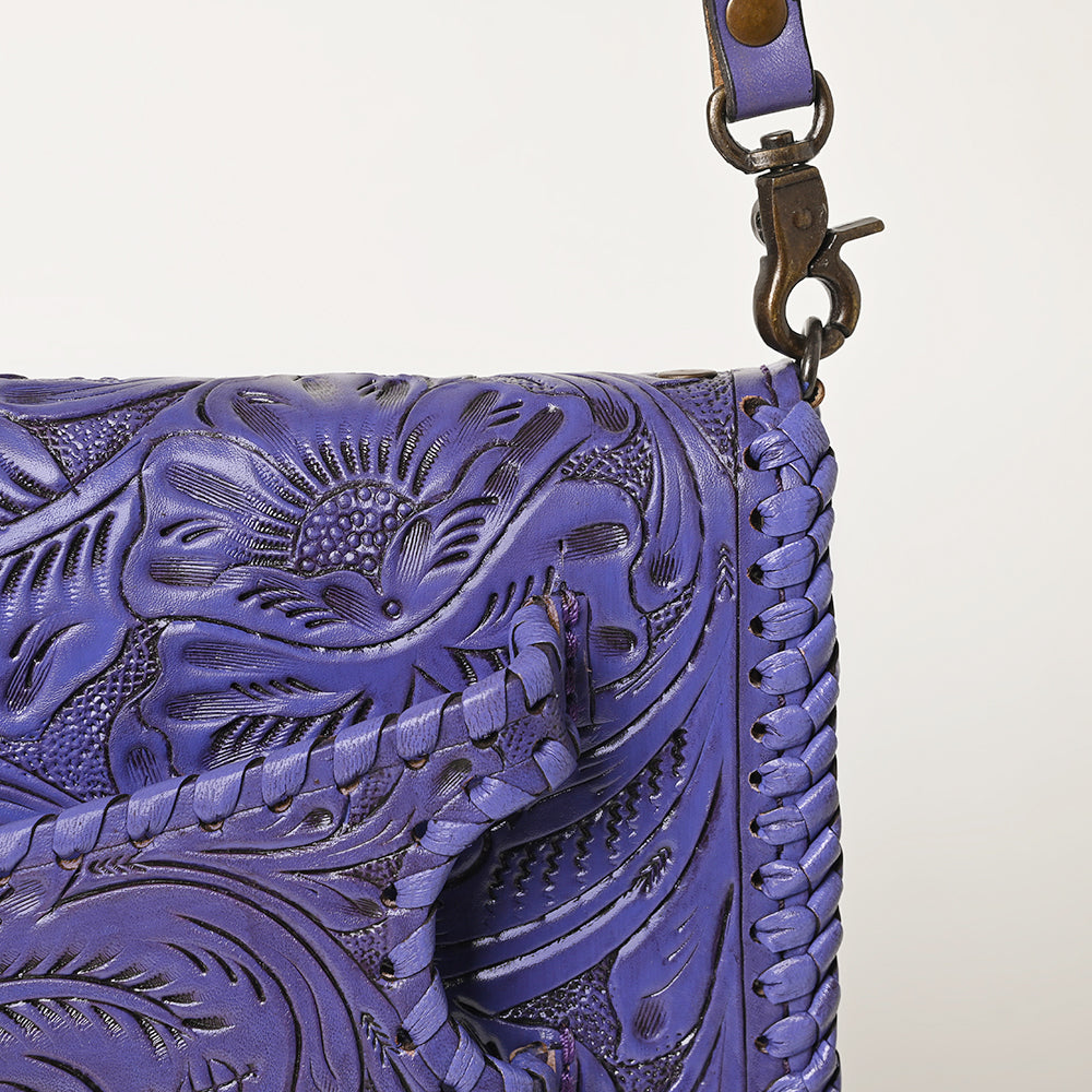ADBG1228 American Darling Western Hand-Tooled Leather Clutch Bag with Floral Carving