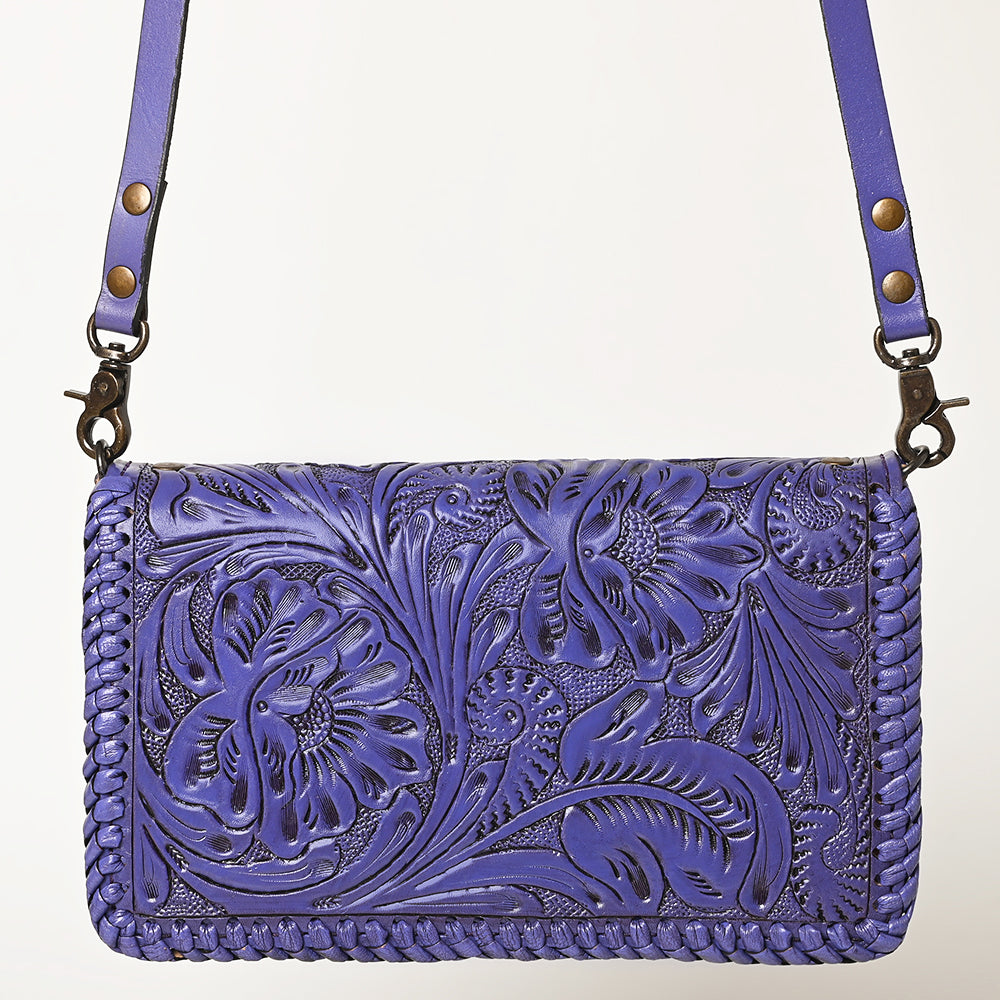 ADBG1228 American Darling Western Hand-Tooled Leather Clutch Bag with Floral Carving