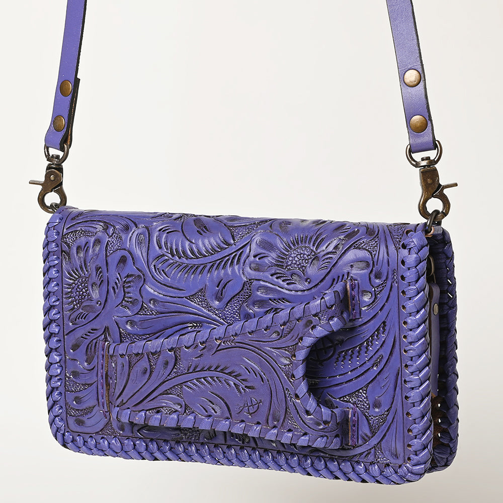 ADBG1228 American Darling Western Hand-Tooled Leather Clutch Bag with Floral Carving