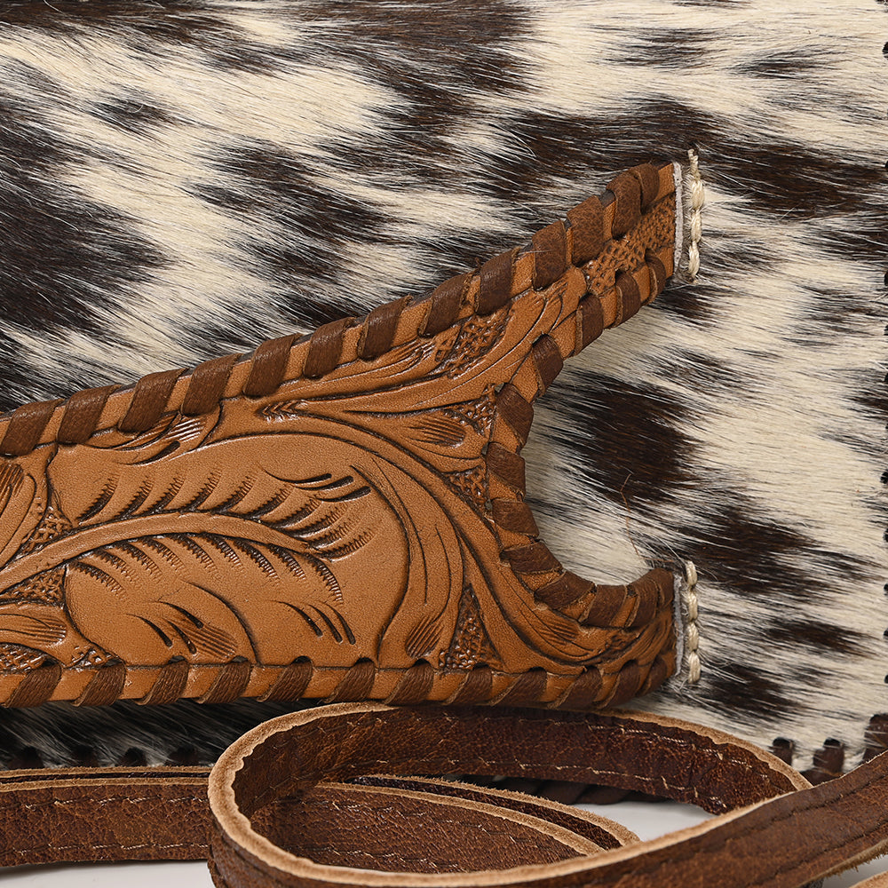 ADBG1228 American Darling Western Leather Cowhide Clutch Bag - Genuine Hair-On Cowhide Crossbody