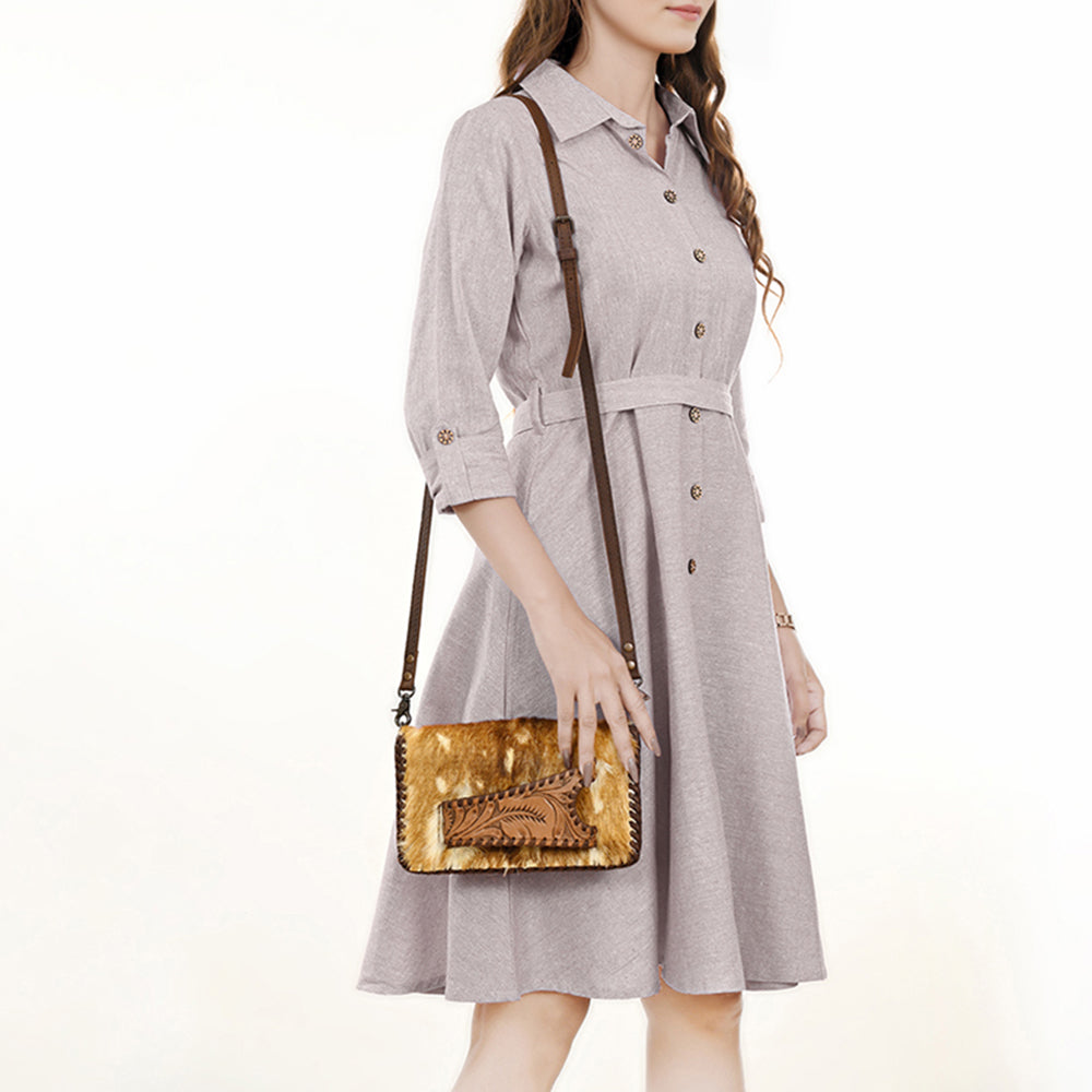 ADBG1228 American Darling Western Leather Cowhide Clutch Bag - Genuine Hair-On Cowhide Crossbody