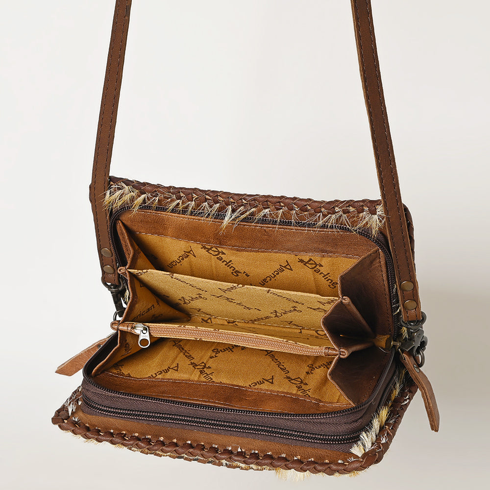 ADBG1228 American Darling Western Leather Cowhide Clutch Bag - Genuine Hair-On Cowhide Crossbody