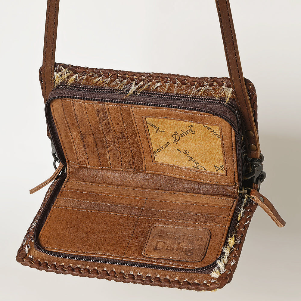 ADBG1228 American Darling Western Leather Cowhide Clutch Bag - Genuine Hair-On Cowhide Crossbody