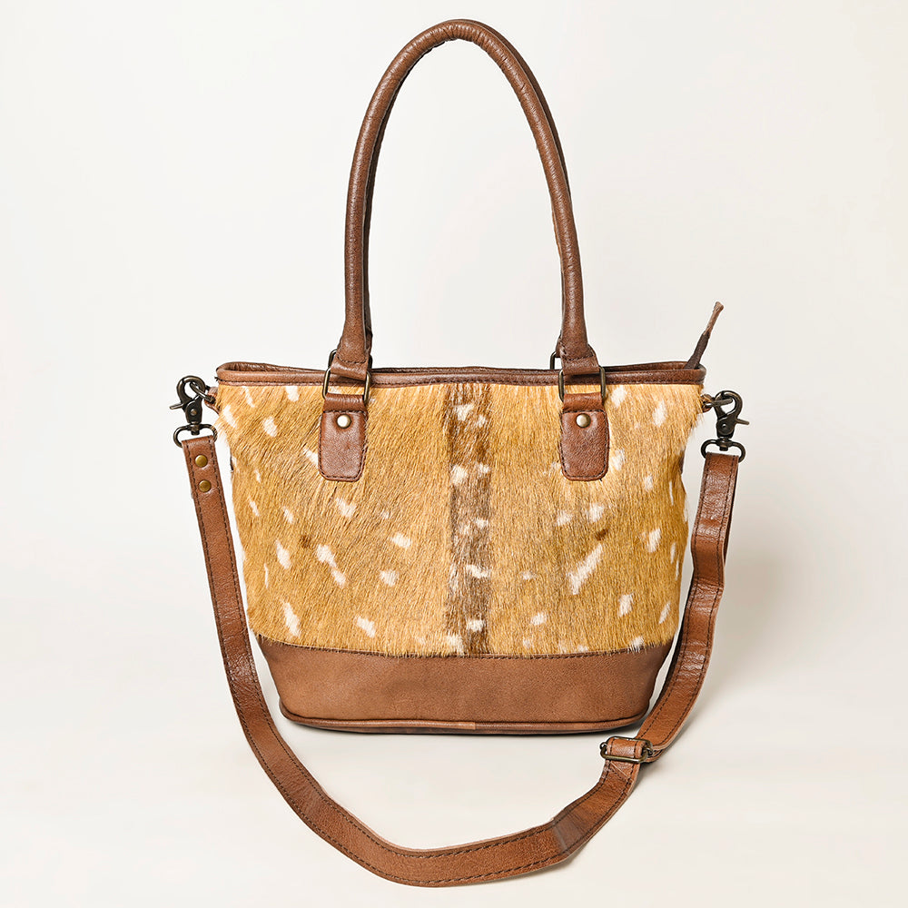 ADBG1230 American Darling Western Hair-On Cowhide Tote Bag with Genuine Leather Trim - Handcrafted Tote