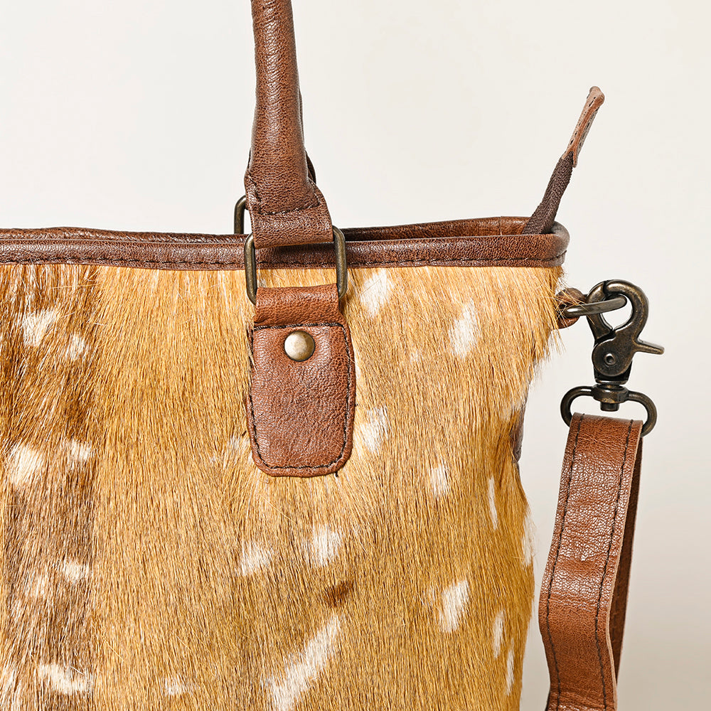 ADBG1230 American Darling Western Hair-On Cowhide Tote Bag with Genuine Leather Trim - Handcrafted Tote