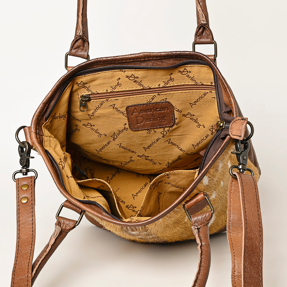 ADBG1230 American Darling Western Hair-On Cowhide Tote Bag with Genuine Leather Trim - Handcrafted Tote