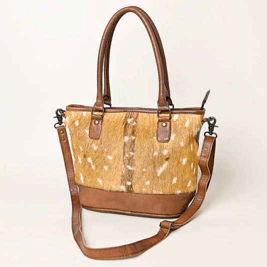 ADBG1230 American Darling Western Hair-On Cowhide Tote Bag with Genuine Leather Trim - Handcrafted Tote