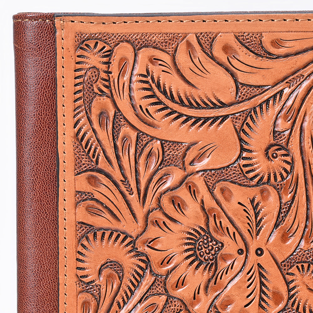 ADBG1232 American Darling Western Hand-Tooled Leather Portfolio Bag - Floral Carved Genuine Leather Case
