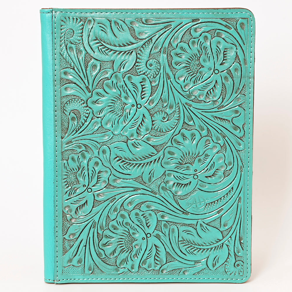 ADBG1232 American Darling Western Hand-Tooled Leather Portfolio Bag - Floral Carved Genuine Leather Case