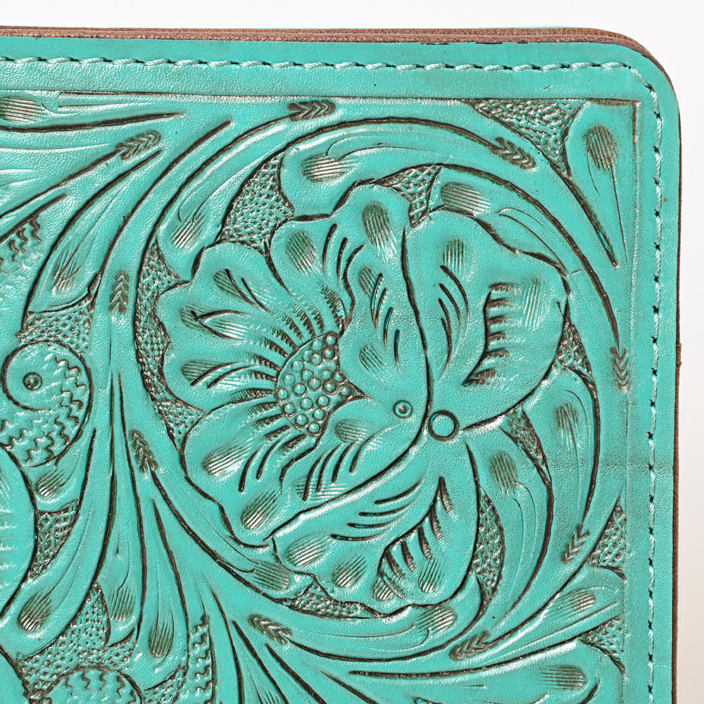 ADBG1232 American Darling Western Hand-Tooled Leather Portfolio Bag - Floral Carved Genuine Leather Case