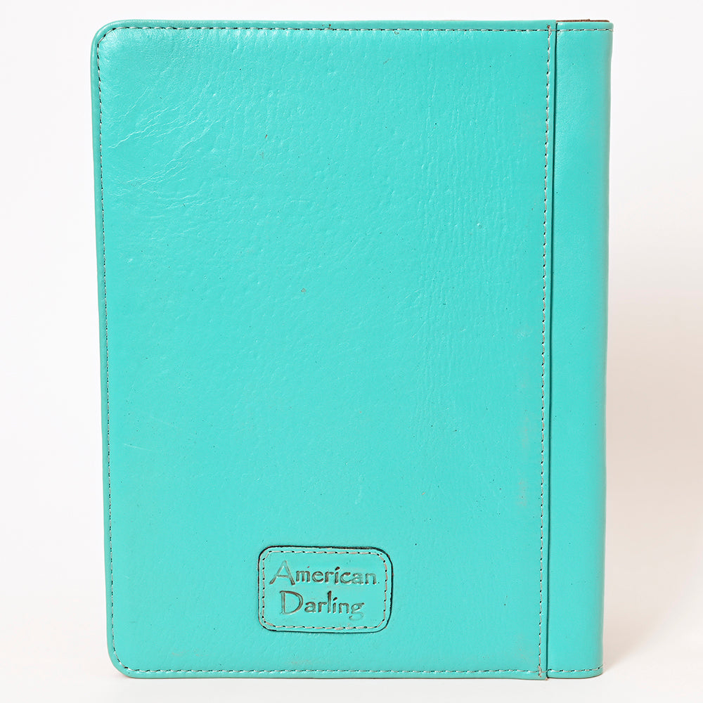 ADBG1232 American Darling Western Hand-Tooled Leather Portfolio Bag - Floral Carved Genuine Leather Case