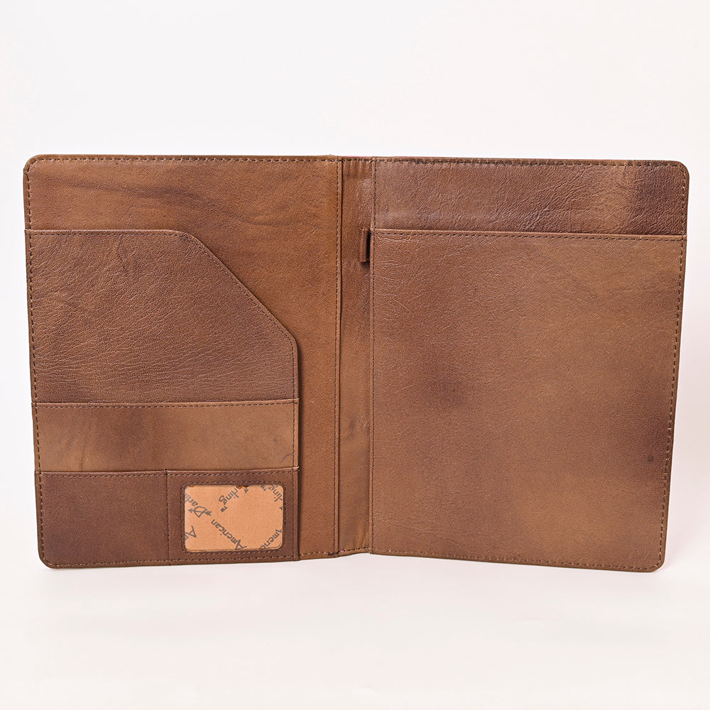 ADBG1232 American Darling Western Hand-Tooled Leather Portfolio Bag in Pink