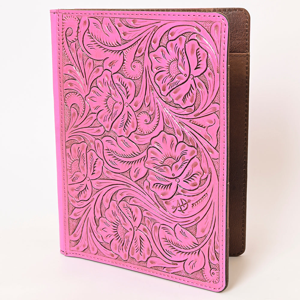ADBG1232 American Darling Western Hand-Tooled Leather Portfolio Bag in Pink