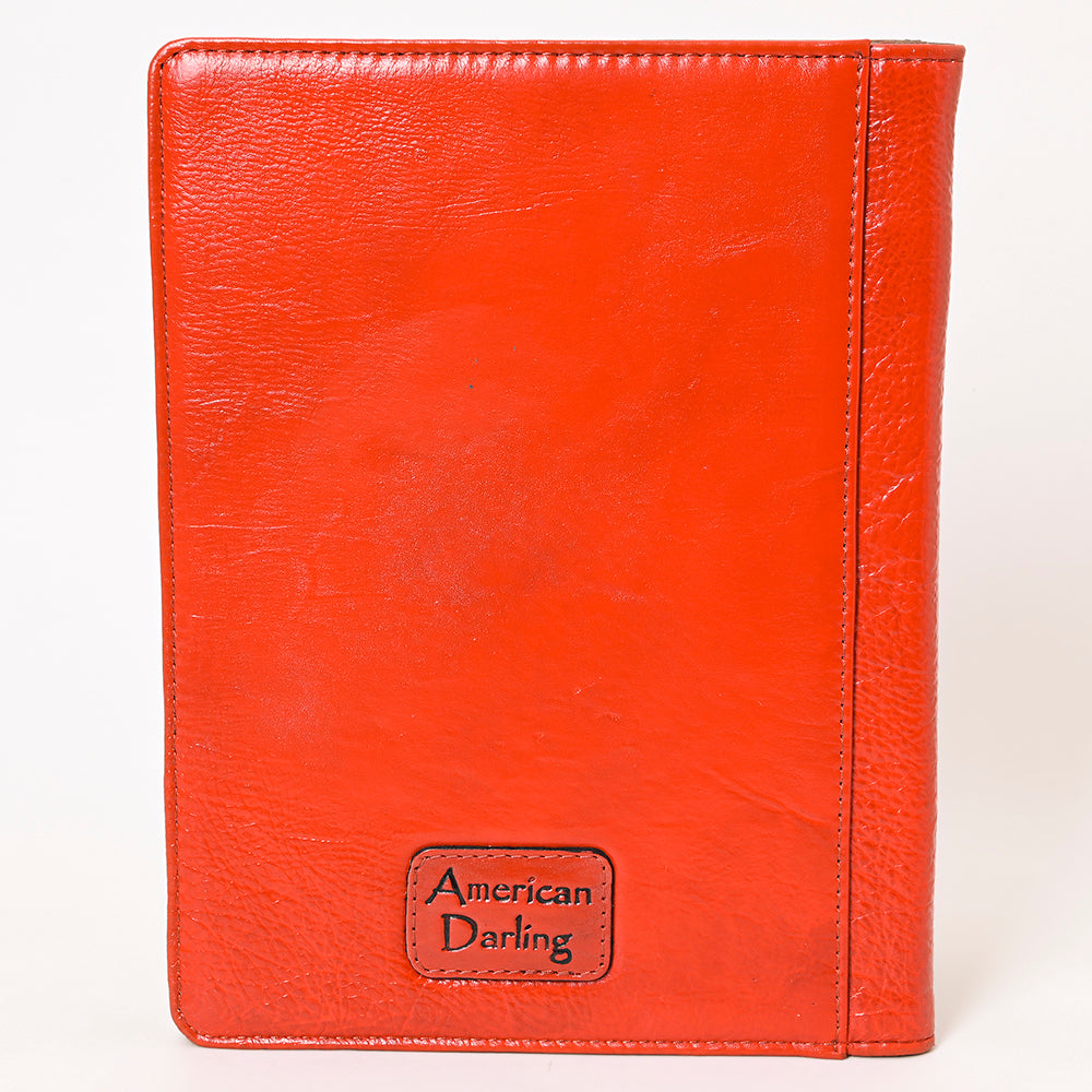 ADBG1232 American Darling Western Hand-Tooled Leather Portfolio Bag - Floral Carved Genuine Leather Case