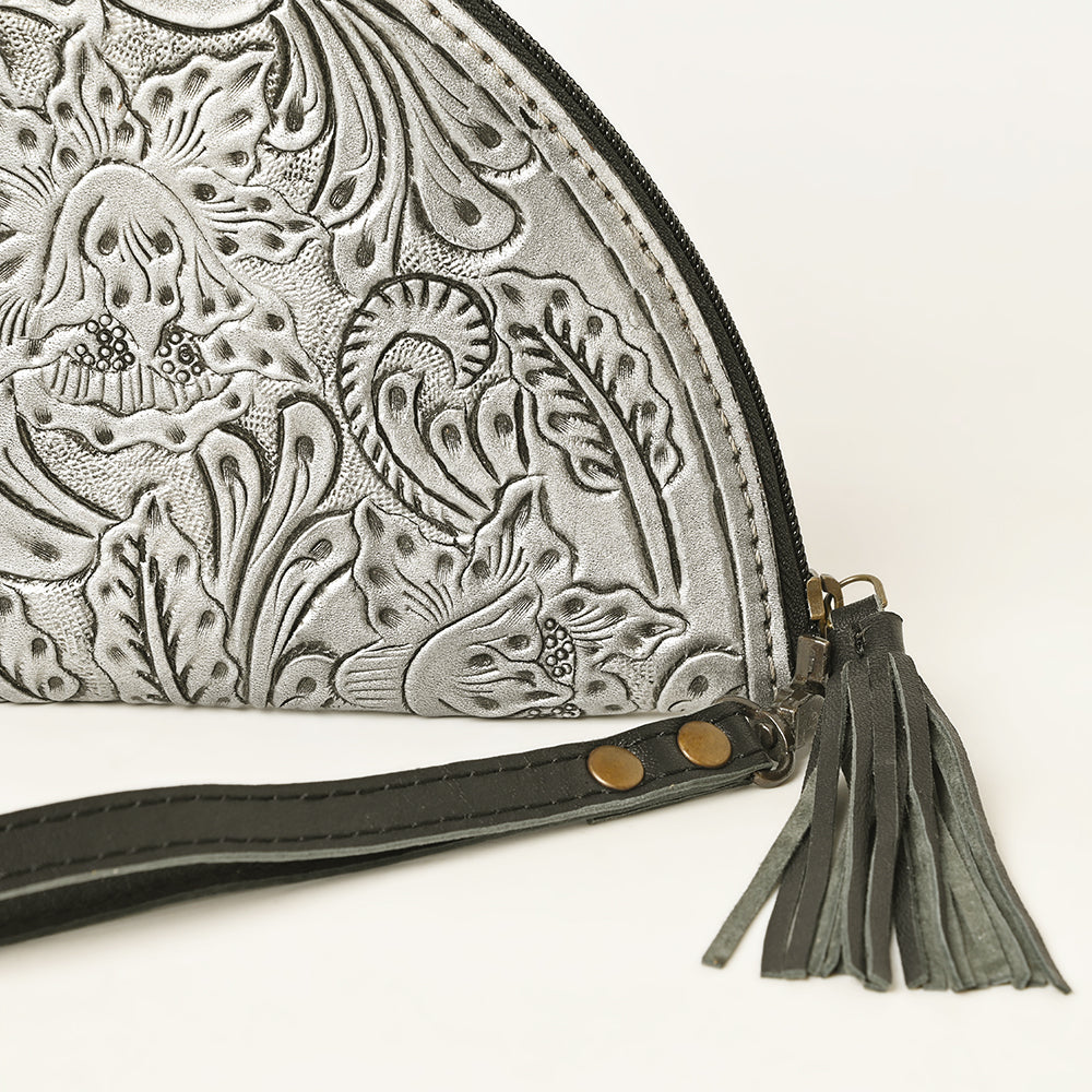 ADBG1233 American Darling Hand-Tooled Western Leather Taco Bag - Genuine Floral Carved Designer Wristlet
