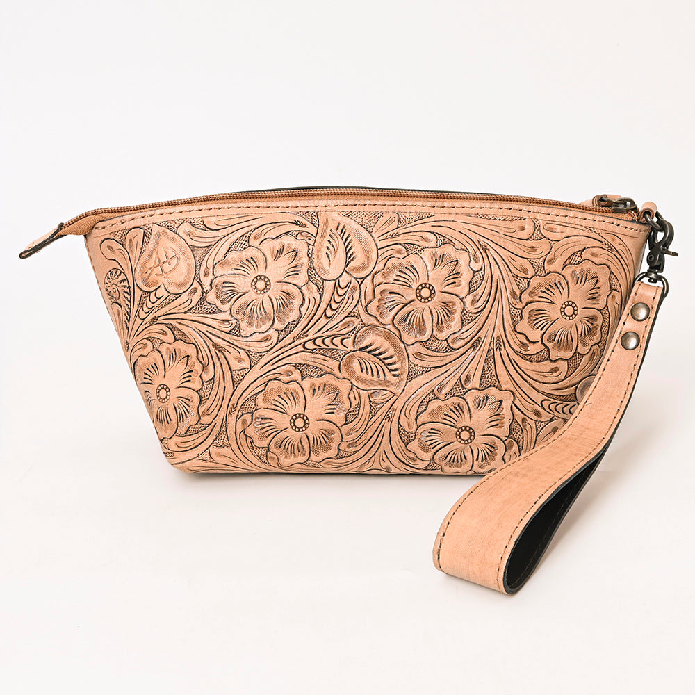 ADBG1234 American Darling Hand-Tooled Western Leather Wristlet Bag - Genuine Floral Carved Womens Clutch