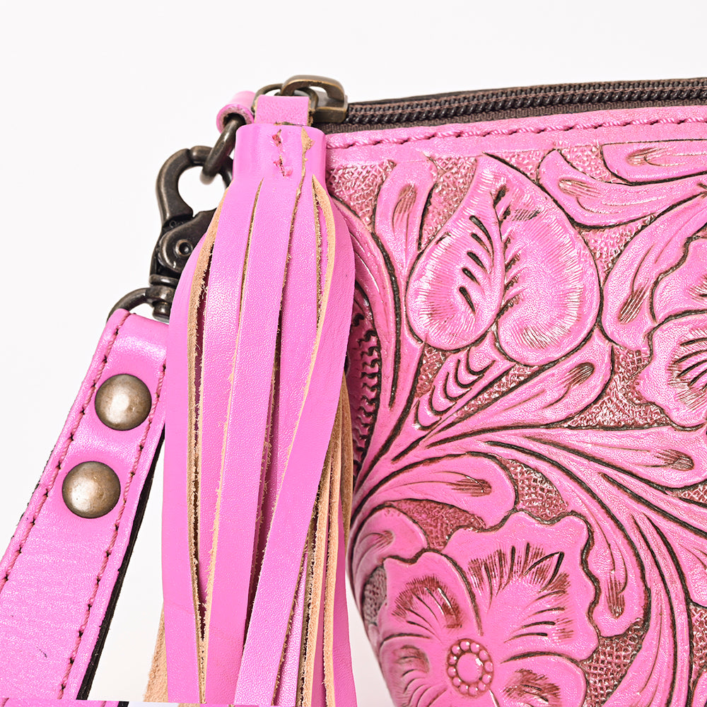 ADBG1234 American Darling Hand-Tooled Western Leather Wristlet Bag - Genuine Floral Carved Womens Clutch