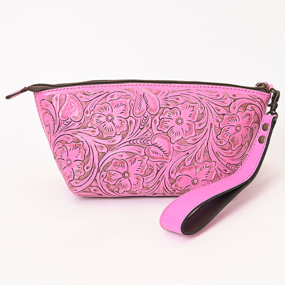 ADBG1234 American Darling Hand-Tooled Western Leather Wristlet Bag - Genuine Floral Carved Womens Clutch