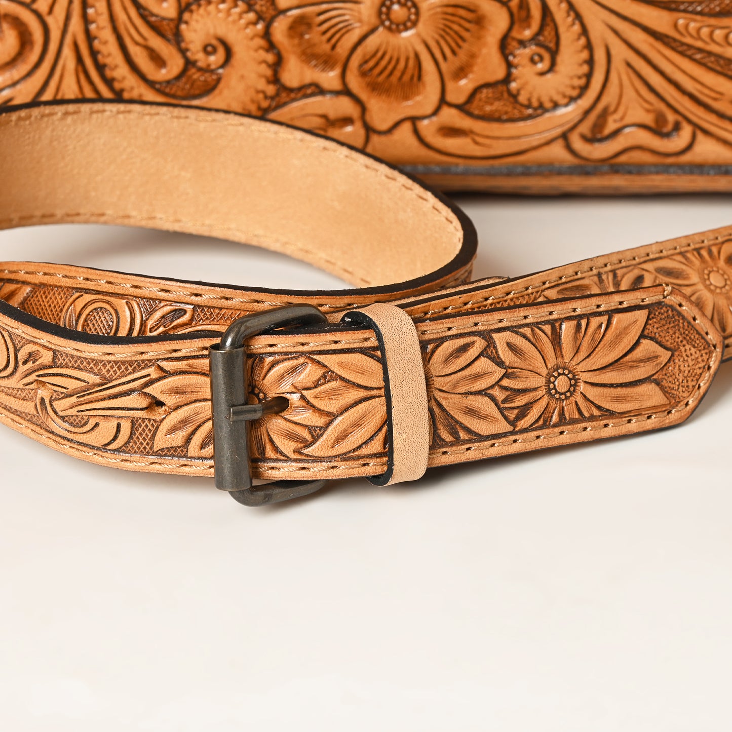ADBG1235 American Darling Hand-Tooled Western Leather Crossbody Bag - Genuine Floral Carved Artisan Purse