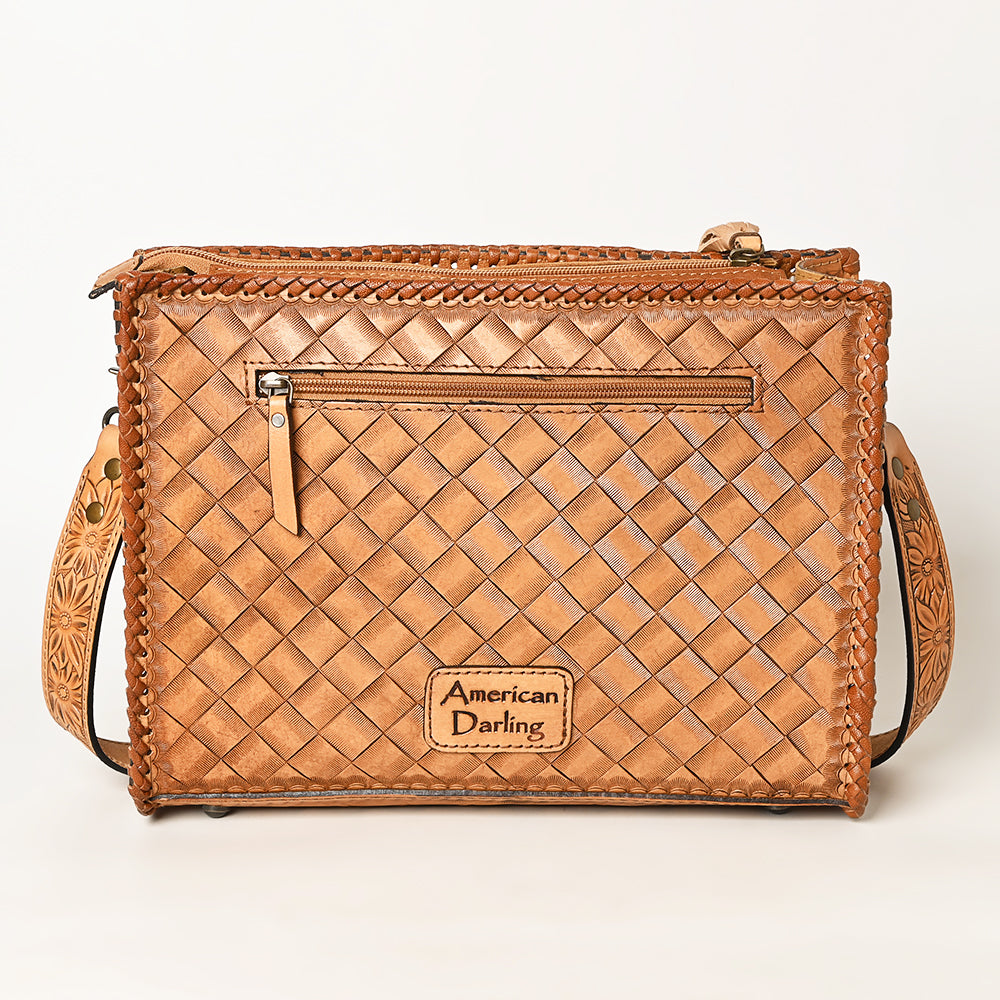 ADBG1235 American Darling Hand-Tooled Western Leather Crossbody Bag - Genuine Floral Carved Artisan Purse