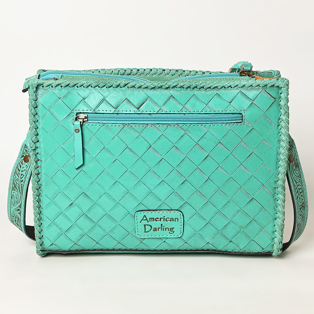 ADBG1235 American Darling Hand-Tooled Western Leather Crossbody Bag - Genuine Floral Carved Artisan Purse