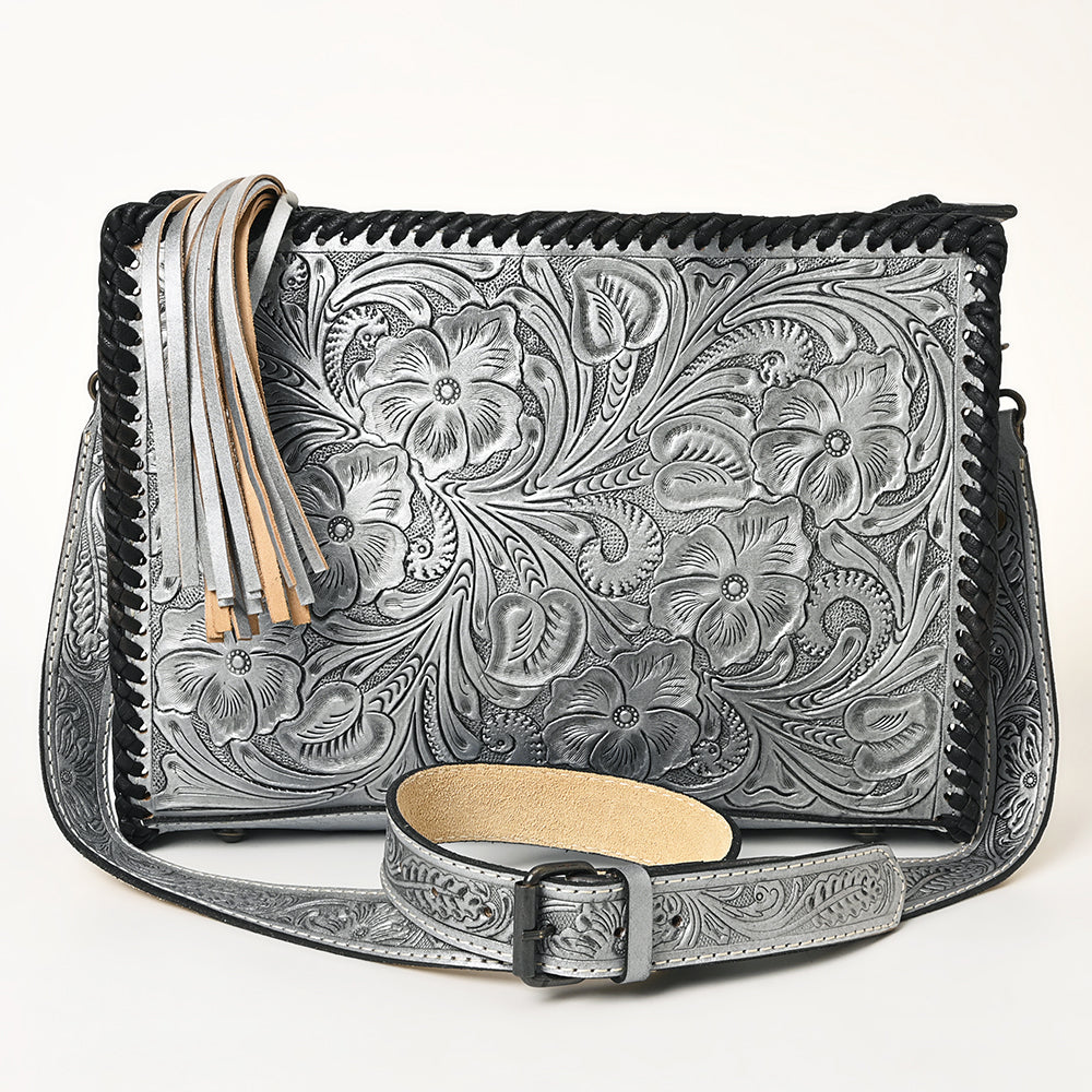 ADBG1235 American Darling Hand-Tooled Western Leather Crossbody Bag - Genuine Floral Carved Artisan Purse