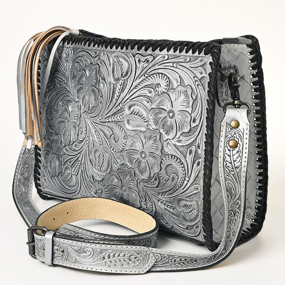 ADBG1235 American Darling Hand-Tooled Western Leather Crossbody Bag - Genuine Floral Carved Artisan Purse