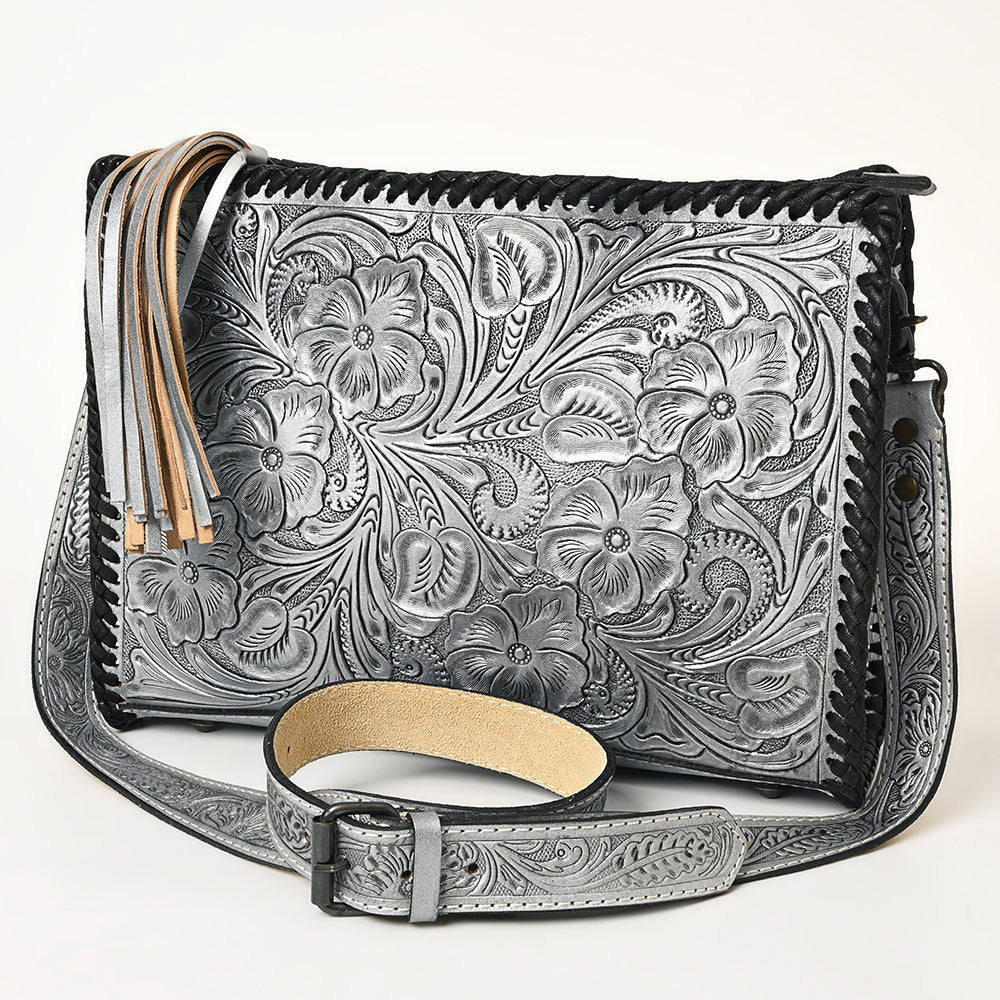 ADBG1235 American Darling Hand-Tooled Western Leather Crossbody Bag - Genuine Floral Carved Artisan Purse